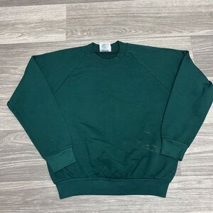 90s Hunter Green Crewneck Sweatshirt Womens Medium  Blank Pullover Plain Painter
